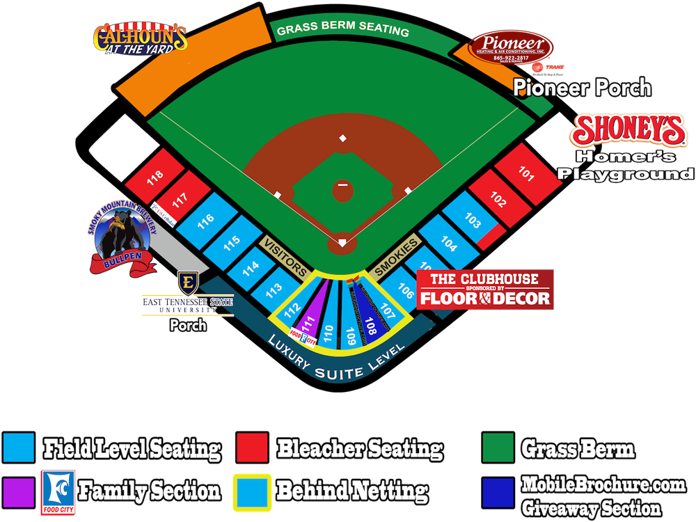 Smokies Baseball Stadium Seating Chart