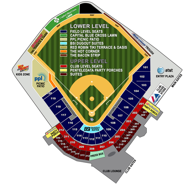 Coca Cola Park Detailed Seating Chart
