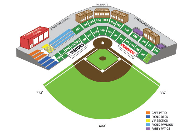 l.p. frans stadium seating chart | hickory crawdads l.p