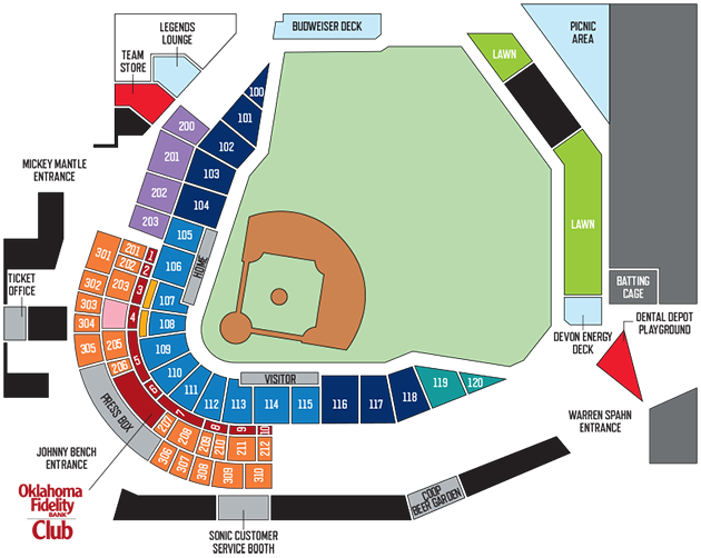 seating map & pricing | oklahoma city dodgers ballpark